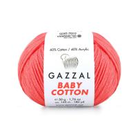 Пряжа - Турция - Gazzal - Baby Cotton - Gazzal Baby Cotton 3460 яркий коралл  Gazzal Baby Cotton 3460 яркий коралл