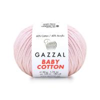 Пряжа - Турция - Gazzal - Baby Cotton - Gazzal Baby Cotton 3411 пудрово-розовый  Gazzal Baby Cotton 3411 пудрово-розовый
