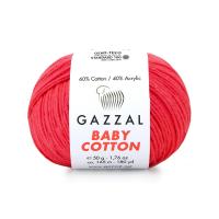 Пряжа - Турция - Gazzal - Baby Cotton - Gazzal Baby Cotton 3458 св-красный  Gazzal Baby Cotton 3458 св-красный