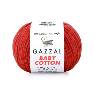 Пряжа - Турция - Gazzal - Baby Cotton - Gazzal Baby Cotton 3418 алый  Gazzal Baby Cotton 3418 алый