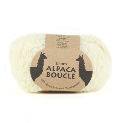 Пряжа - Норвегия - Drops - Alpaca Boucle - Alpaca Boucle 0100 молочный  Alpaca Boucle 0100 молочный