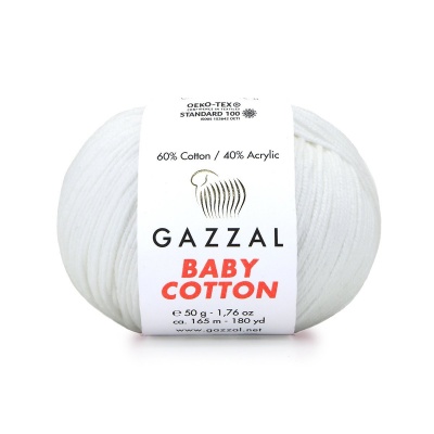 Пряжа - Турция - Gazzal - Baby Cotton - Gazzal Baby Cotton 3410 молочный  Gazzal Baby Cotton 3410 молочный