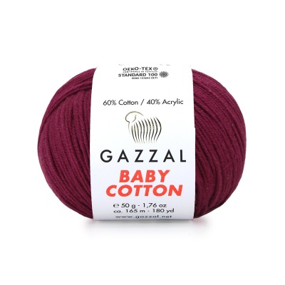 Пряжа - Турция - Gazzal - Baby Cotton - Gazzal Baby Cotton 3442 малиновый  Gazzal Baby Cotton 3442 малиновый