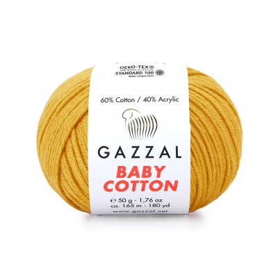 Пряжа - Турция - Gazzal - Baby Cotton - Gazzal Baby Cotton 3447 горчичный  Gazzal Baby Cotton 3447 горчичный
