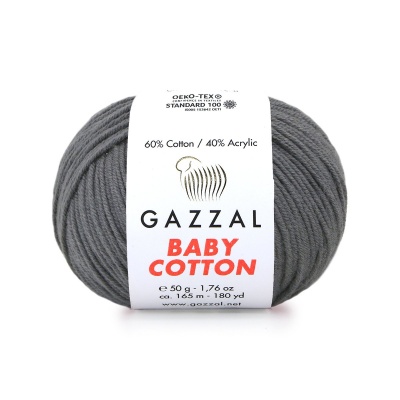 Пряжа - Турция - Gazzal - Baby Cotton - Gazzal Baby Cotton 3450 темно-серый  Gazzal Baby Cotton 3450 темно-серый