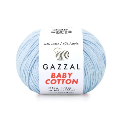 Пряжа - Турция - Gazzal - Baby Cotton - Gazzal Baby Cotton 3429 светло-голубой  Gazzal Baby Cotton 3429 светло-голубой