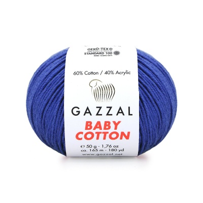 Пряжа - Турция - Gazzal - Baby Cotton - Gazzal Baby Cotton 3421 синий  Gazzal Baby Cotton 3421 синий