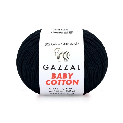 Пряжа - Турция - Gazzal - Baby Cotton - Gazzal Baby Cotton 3433 черный  Gazzal Baby Cotton 3433 черный