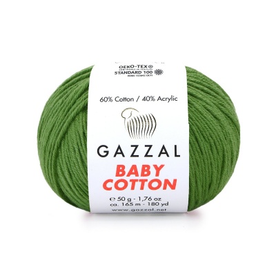 Пряжа - Турция - Gazzal - Baby Cotton - Gazzal Baby Cotton 3449 зеленый  Gazzal Baby Cotton 3449 зеленый