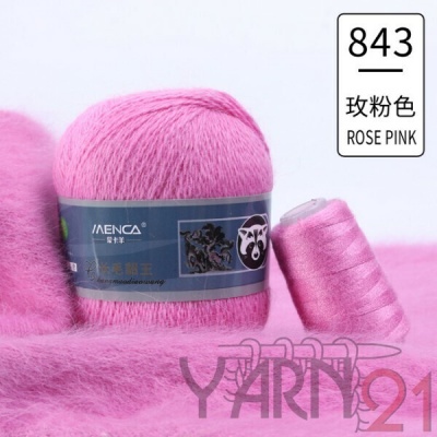 Пряжа - Китай - Норка длинноворсовая - Norka дл 843 синяя эт. розовый  Norka дл 843 синяя эт. розовый
