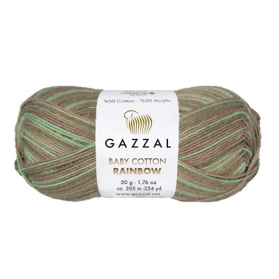 Пряжа - Турция - Gazzal - Gazzal Baby Cotton Rainbow 478 хаки-зеленый  Gazzal Baby Cotton Rainbow 478 хаки-зеленый